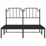 Metal Bed Frame without Mattress with Headboard Black 150x200 cm