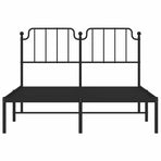 Metal Bed Frame without Mattress with Headboard Black 150x200 cm