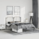 Metal Bed Frame without Mattress with Headboard Black 150x200 cm