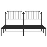 Metal Bed Frame without Mattress with Headboard Black 183x203 cm King
