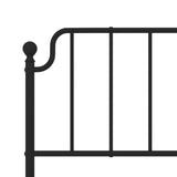 Metal Bed Frame without Mattress with Headboard Black 183x203 cm King - Low Angle