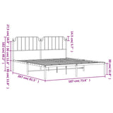 Metal Bed Frame without Mattress with Headboard Black 183x203 cm King - Extra Image