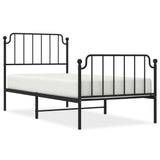 Metal Bed Frame without Mattress with Footboard Black 90x190 cm