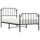 Metal Bed Frame without Mattress with Footboard Black 90x190 cm