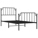 Metal Bed Frame without Mattress with Footboard Black 90x190 cm