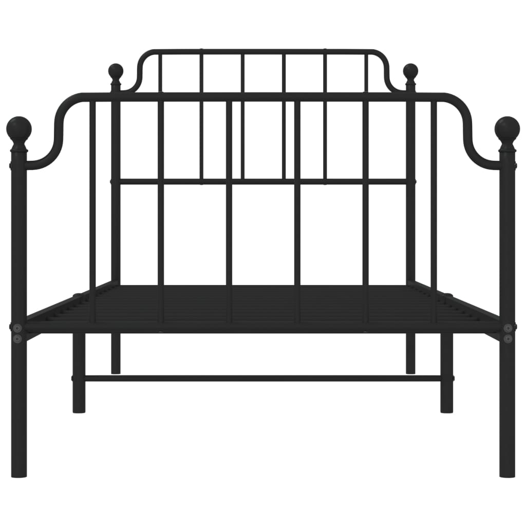 Metal Bed Frame without Mattress with Footboard Black 90x190 cm