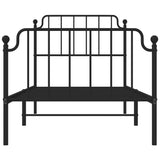 Metal Bed Frame without Mattress with Footboard Black 90x190 cm - 45-Degree Angle