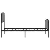 Metal Bed Frame without Mattress with Footboard Black 90x190 cm - Rear View