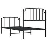 Metal Bed Frame without Mattress with Footboard Black 90x190 cm