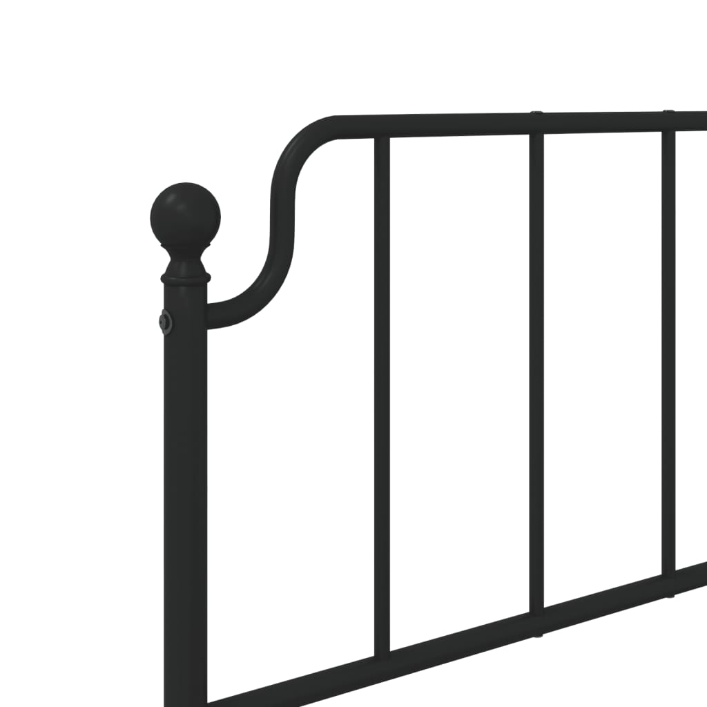 Metal Bed Frame without Mattress with Footboard Black 90x190 cm