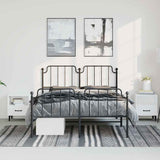 Metal Bed Frame without Mattress with Footboard?Black 135x190 cm