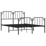 Metal Bed Frame without Mattress with Footboard Black 135x190 cm - 45-Degree Angle