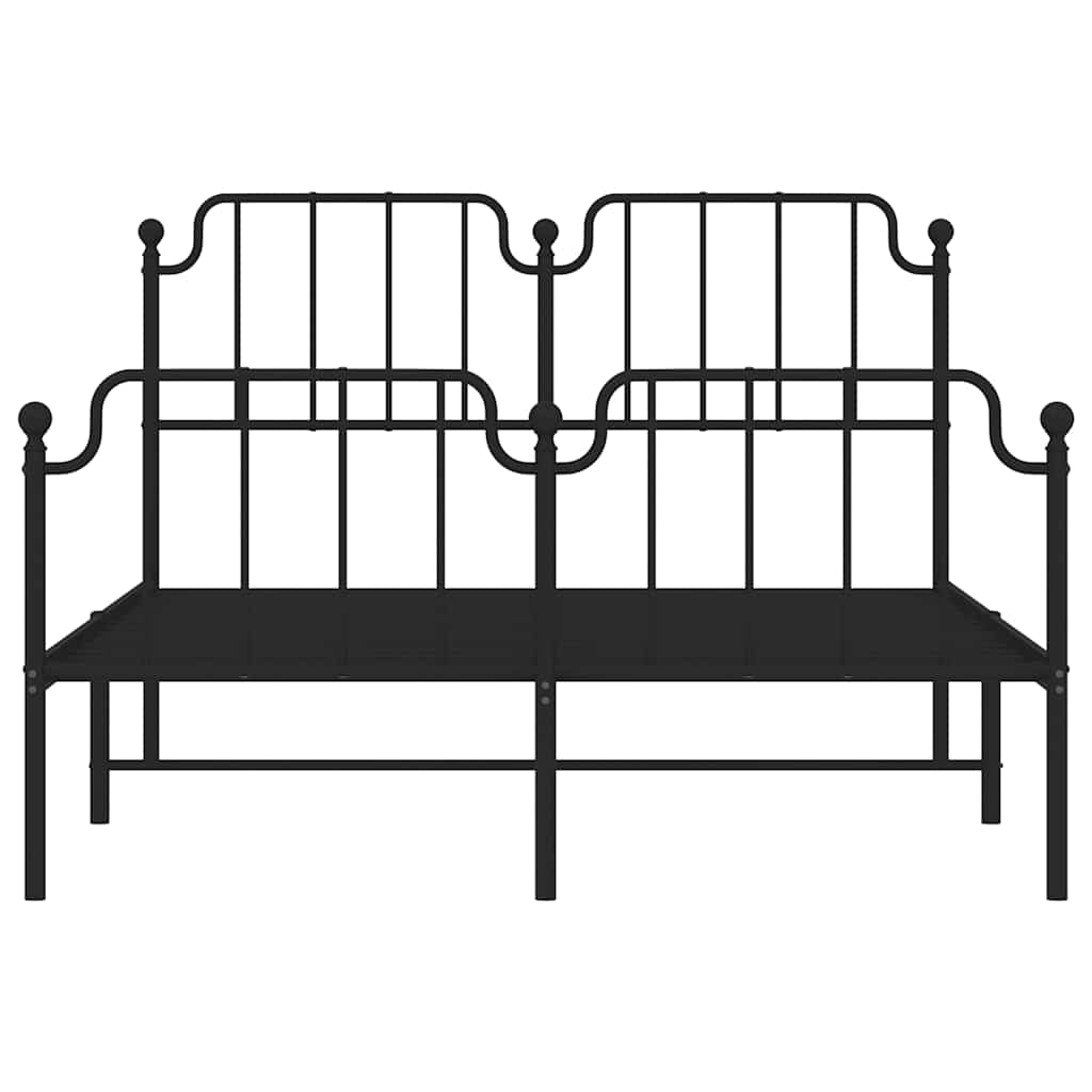 Metal Bed Frame without Mattress with Footboard?Black 135x190 cm