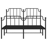 Metal Bed Frame without Mattress with Footboard?Black 135x190 cm
