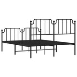 Metal Bed Frame without Mattress with Footboard Black 135x190 cm - Low Angle