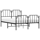 Metal Bed Frame without Mattress with Footboard?Black 150x200 cm - Top-Down View