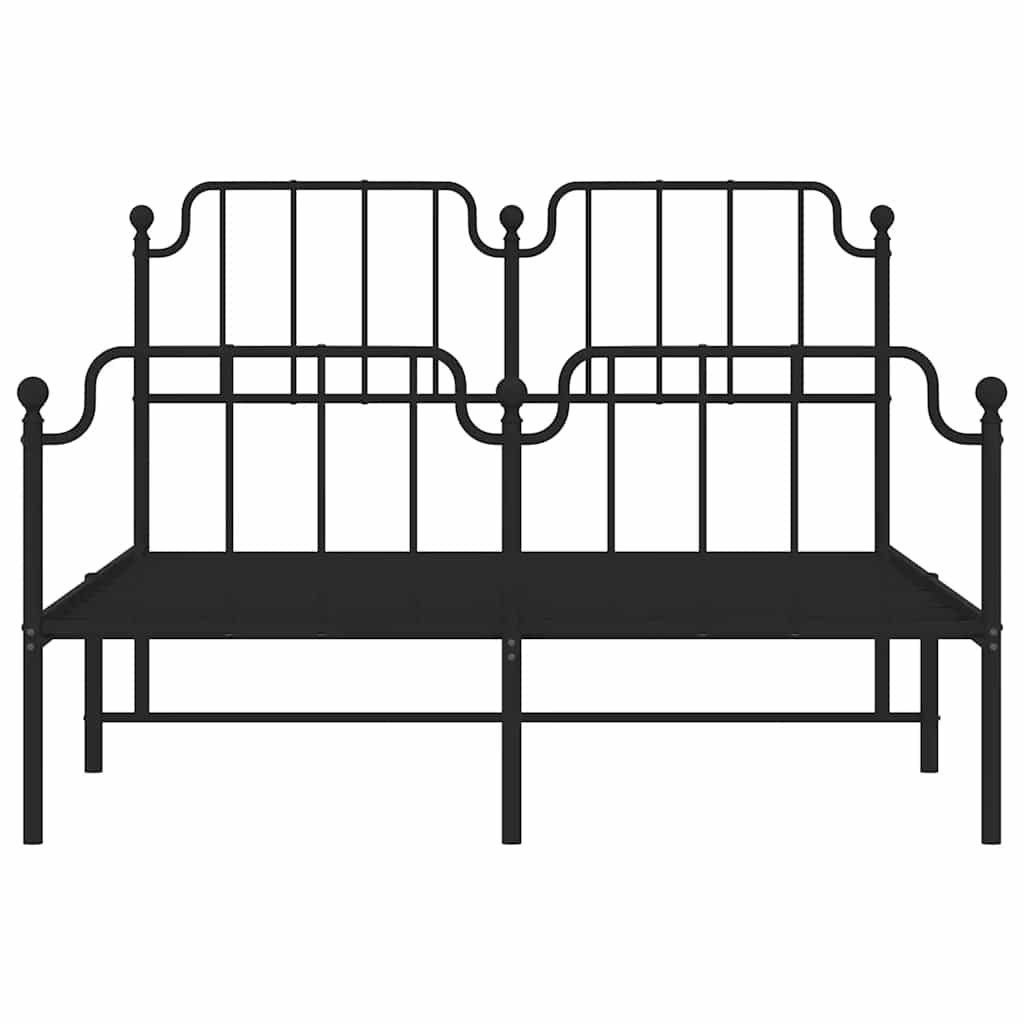 Metal Bed Frame without Mattress with Footboard?Black 150x200 cm