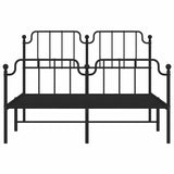 Metal Bed Frame without Mattress with Footboard?Black 150x200 cm - Rear View
