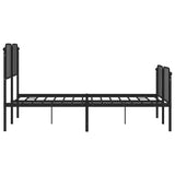 Metal Bed Frame without Mattress with Footboard?Black 150x200 cm - Close-Up Angle