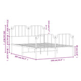 Metal Bed Frame without Mattress with Footboard?Black 150x200 cm