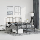 Metal Bed Frame without Mattress with Footboard?Black 150x200 cm