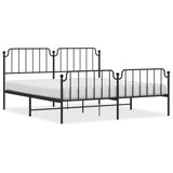 Metal Bed Frame without Mattress with Footboard?Black 183x203 cm King