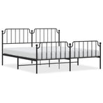 Metal Bed Frame without Mattress with Footboard Black 183x203 cm King