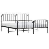 Metal Bed Frame without Mattress with Footboard?Black 183x203 cm King