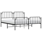Metal Bed Frame without Mattress with Footboard Black 183x203 cm King