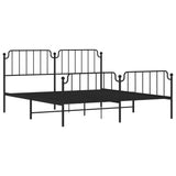 Metal Bed Frame without Mattress with Footboard?Black 183x203 cm King