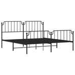 Metal Bed Frame without Mattress with Footboard Black 183x203 cm King