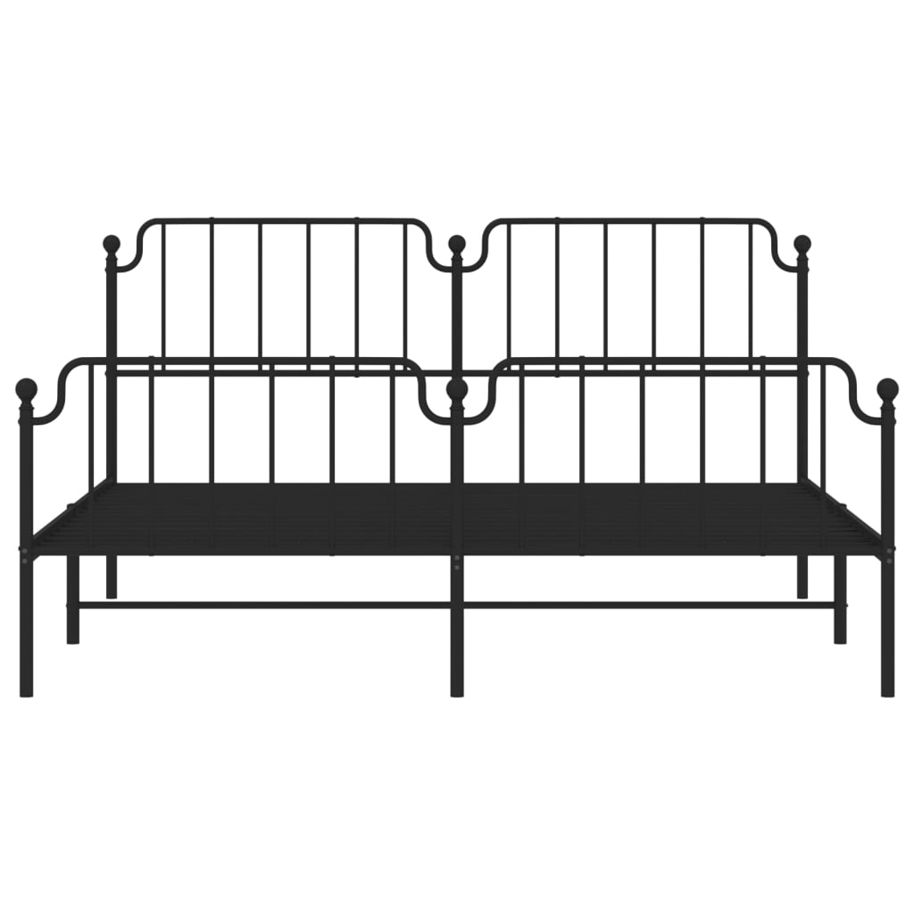 Metal Bed Frame without Mattress with Footboard?Black 183x203 cm King