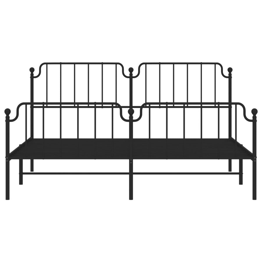 Metal Bed Frame without Mattress with Footboard Black 183x203 cm King