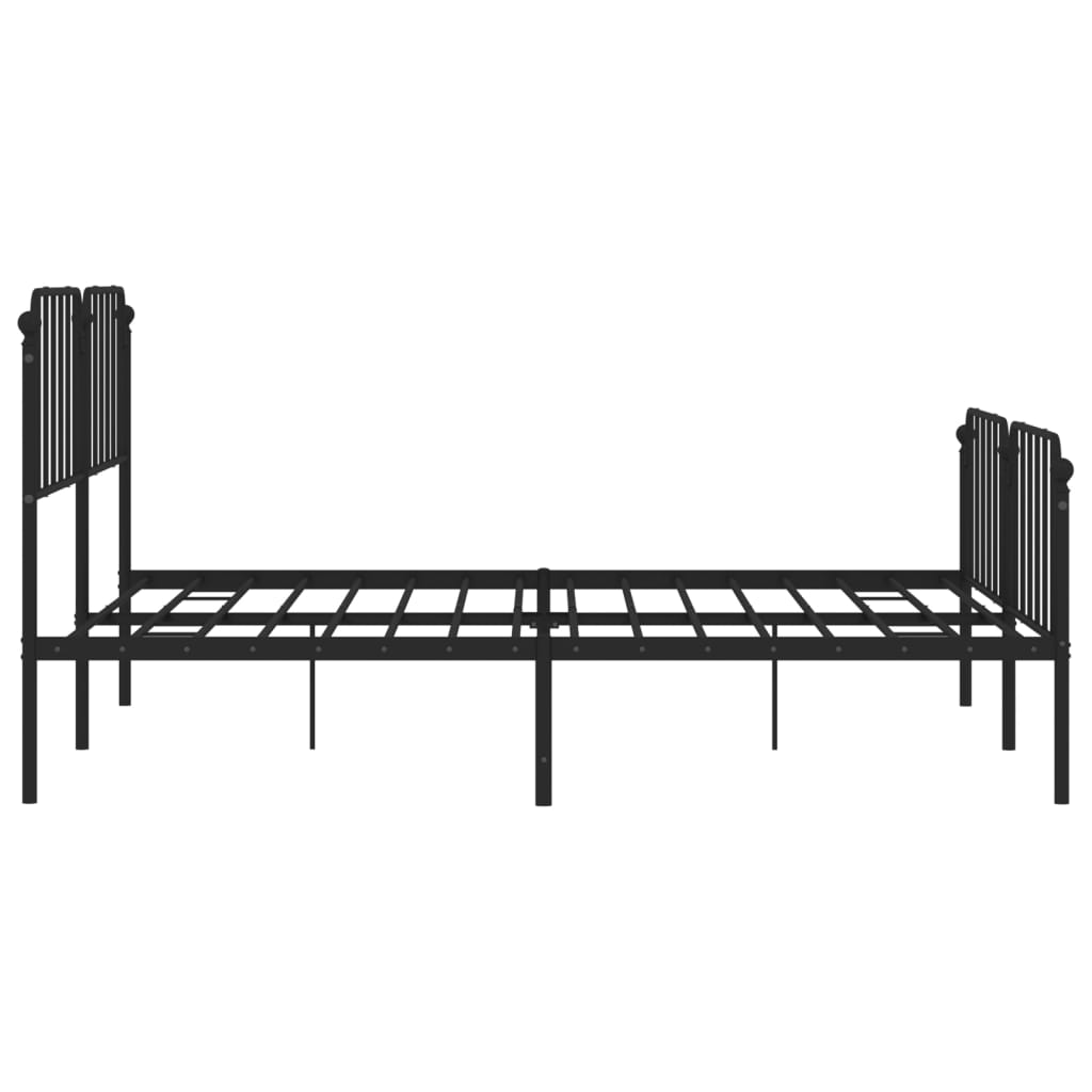 Metal Bed Frame without Mattress with Footboard?Black 183x203 cm King