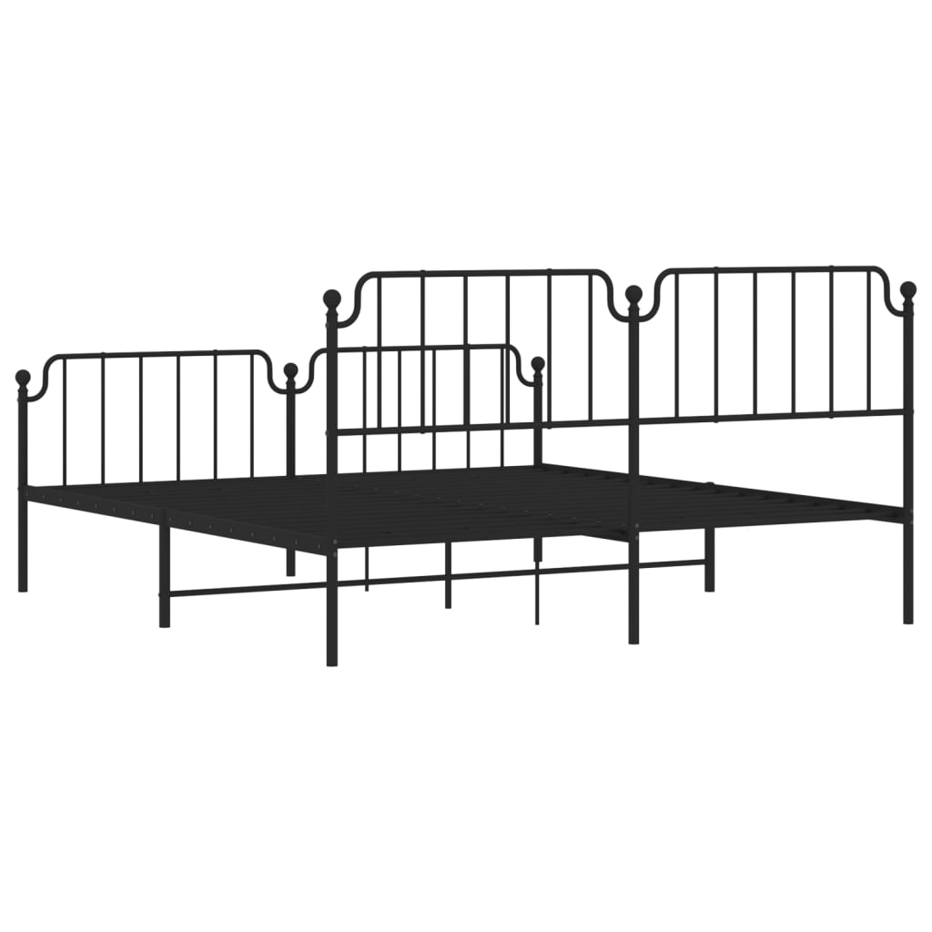 Metal Bed Frame without Mattress with Footboard?Black 183x203 cm King
