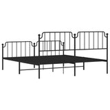 Metal Bed Frame without Mattress with Footboard?Black 183x203 cm King - Close-Up Angle