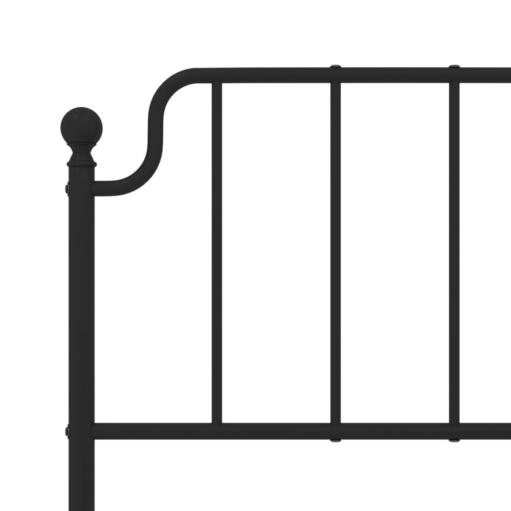 Metal Bed Frame without Mattress with Footboard?Black 183x203 cm King