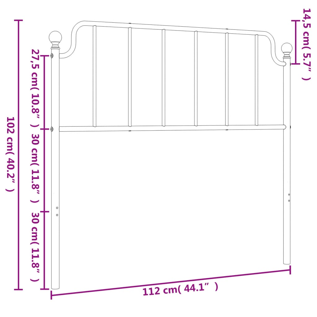 Metal Replace Headboard Black 107 cm