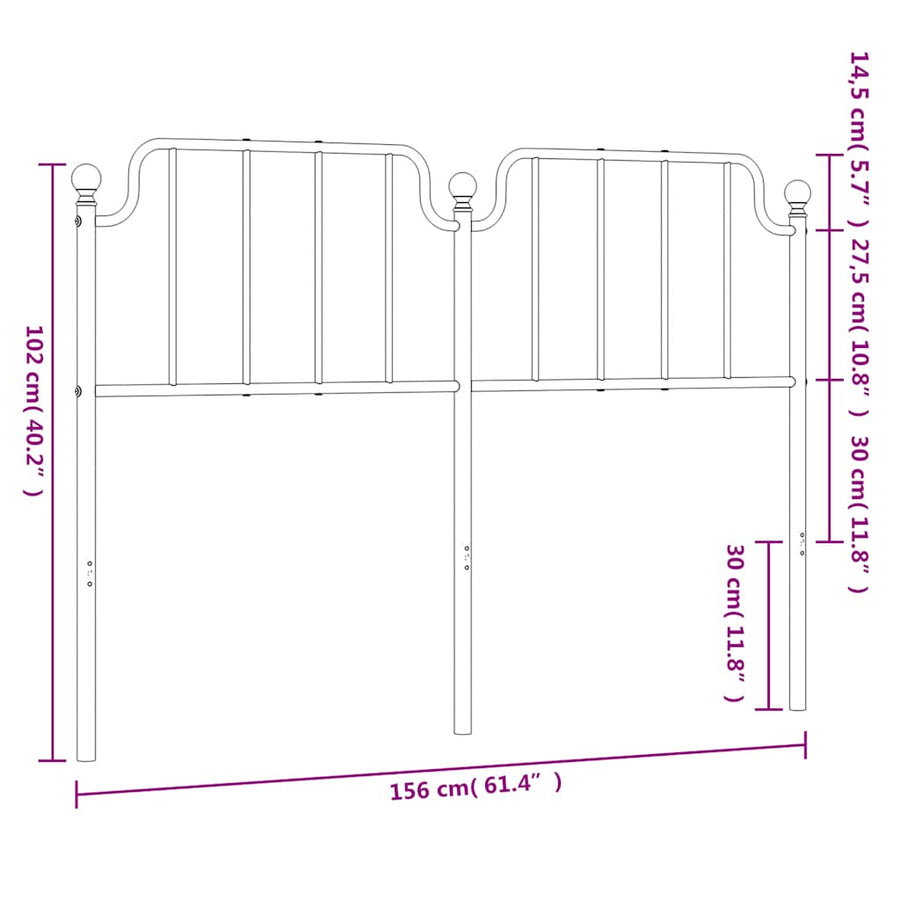 Metal Replace Headboard Black 150 cm