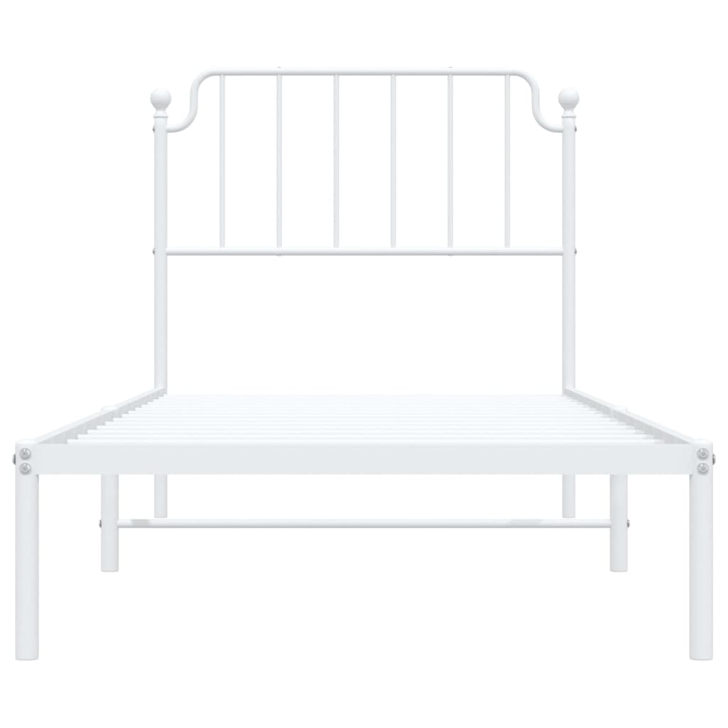 Metal Bed Frame without Mattress with Headboard White 90x190 cm