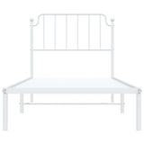 Metal Bed Frame without Mattress with Headboard White 90x190 cm