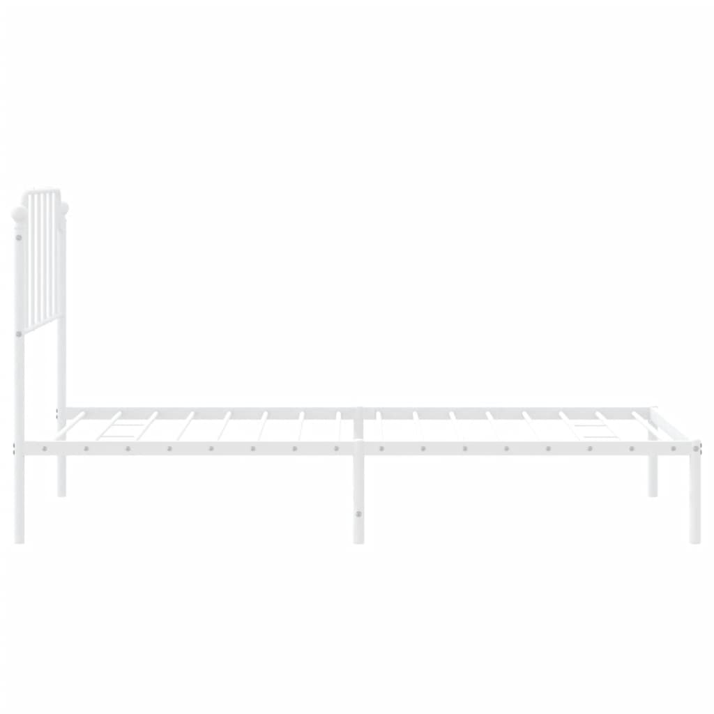 Metal Bed Frame without Mattress with Headboard White 90x190 cm