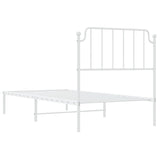 Metal Bed Frame without Mattress with Headboard White 90x190 cm