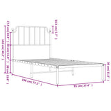 Metal Bed Frame without Mattress with Headboard White 90x190 cm - Extra Image