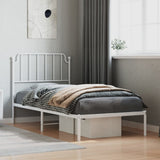 Metal Bed Frame without Mattress with Headboard White 90x190 cm