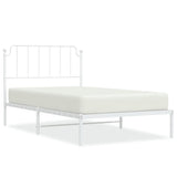 Metal Bed Frame without Mattress with Headboard White 107x203 cm King Single - Front View