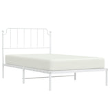 Metal Bed Frame without Mattress with Headboard White 107x203 cm King Single - Side View