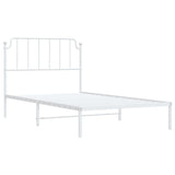 Metal Bed Frame without Mattress with Headboard White 107x203 cm King Single - Top-Down View
