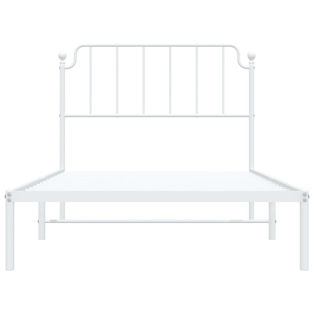 Metal Bed Frame without Mattress with Headboard White 107x203 cm King Single