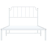 Metal Bed Frame without Mattress with Headboard White 107x203 cm King Single